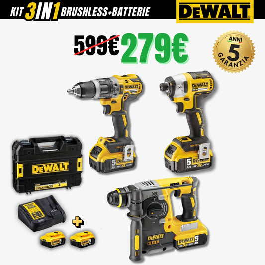 Kit 3in1 DeWalt: Trapano+Tassellatore+Avvitatore