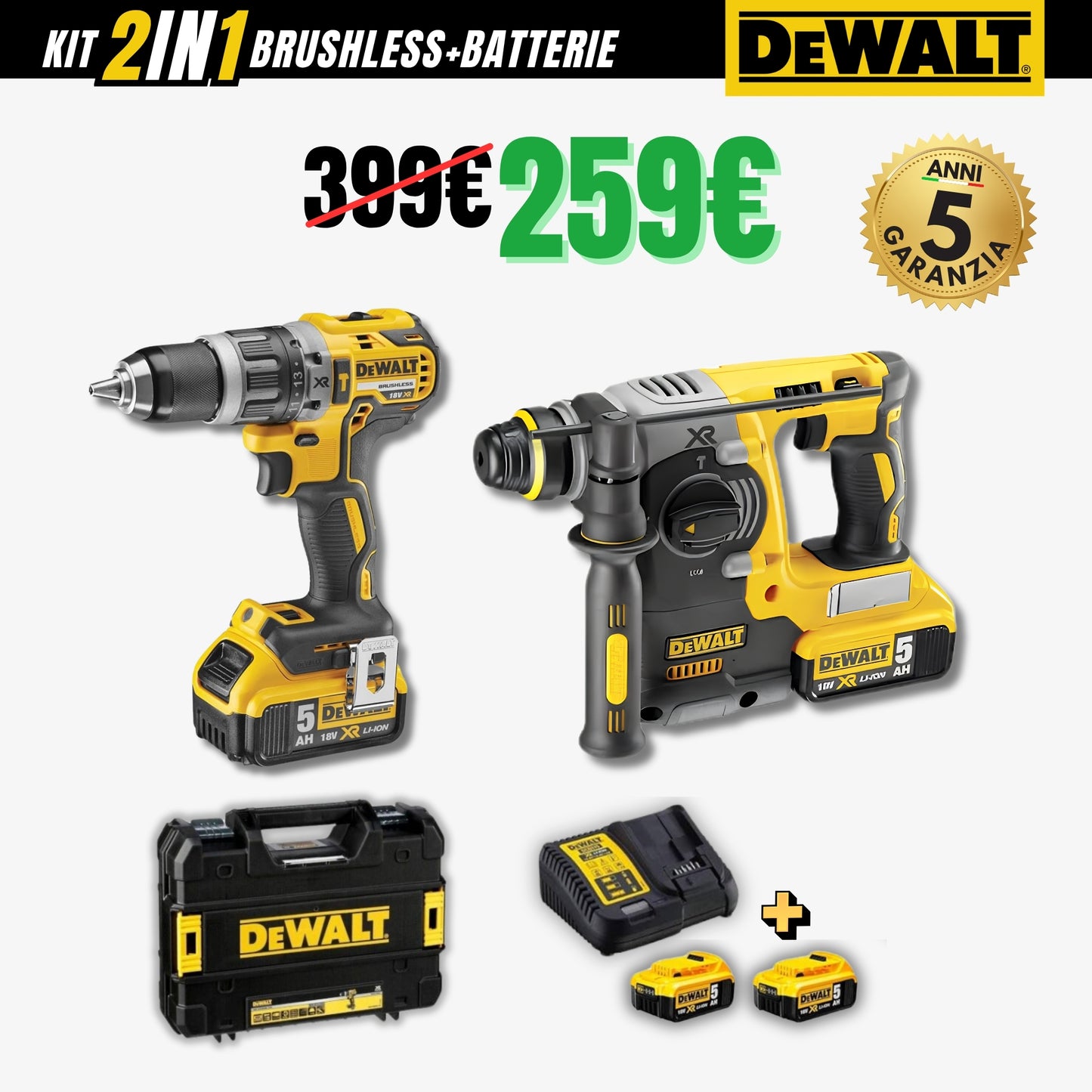 Kit 2in1 DeWalt: Trapano+Tassellatore